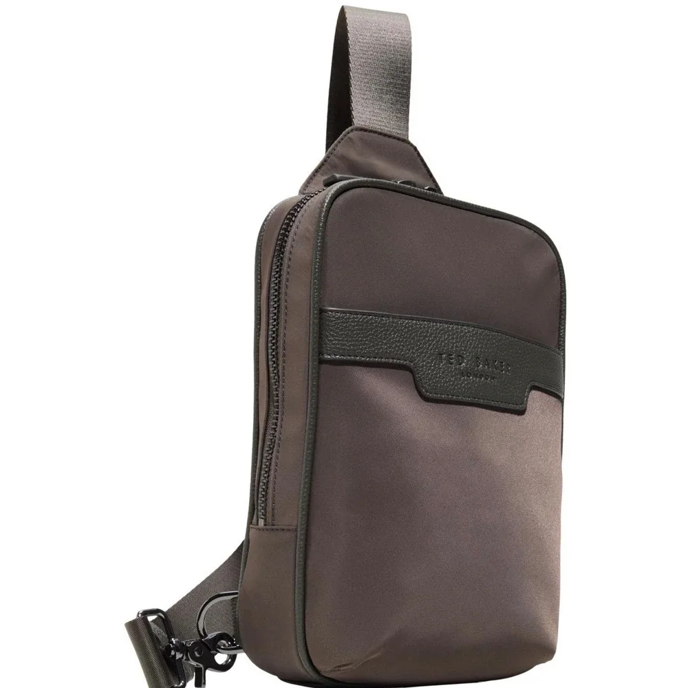 NEW Ted Baker Wickham Sling‎ Bag Charcoal Gray Crossbody Travel Utility Modern